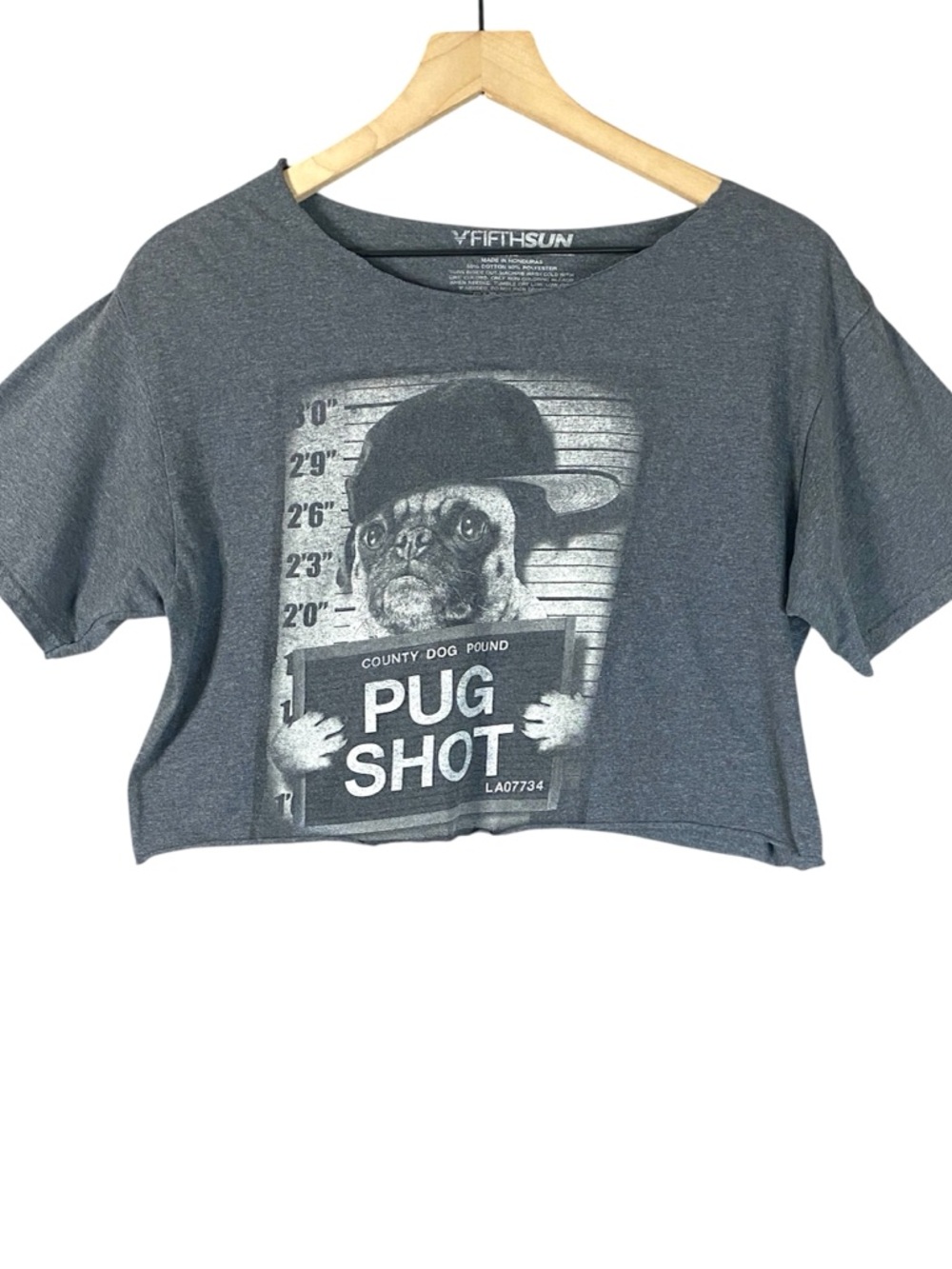 Women’s Fifth Sun "Pug Shot" Crop Top T-Shirt in Gray Size Extra Large